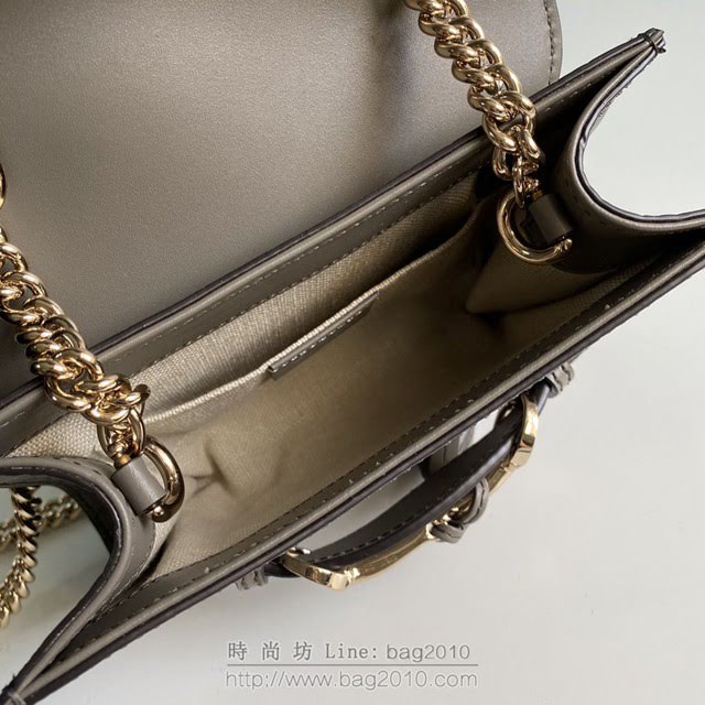 Gucci古馳包包 G家新款女包 款號:449636 古奇灰色壓花皮鏈條單肩斜挎小號女包  gdj1319